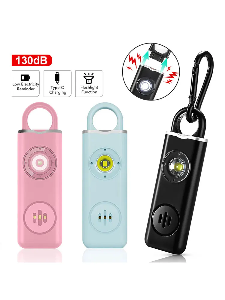 Awapow Persoonlijke Verdediging Alarm 130db Met Led Licht Oplaadbare Zelfverdediging Vrouw Veiligheid Alarm Sleutelhanger Nood Anti-Aanval - afbeelding 2