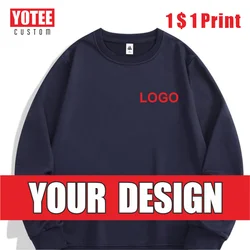 YOTEE Thin Sportswear Logo stampa ricamata personalizzata autunno e inverno maglione Pullover girocollo da uomo e da donna a maniche lunghe