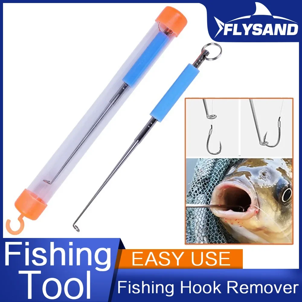 FLYSAND Stainless Steel Easy Fish Hook Remover Safety Fishing Hook Extractor Detacher Rapid Decoupling Device Fishing Tools