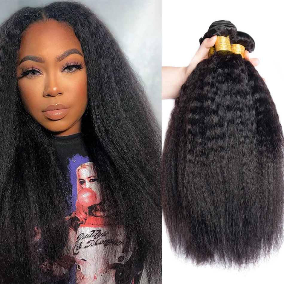 

12A Toper Human Hair Bundles 1/3/4 Brazilian Kinky Straigth Human Hair Extension Locks Naturelles Yaki Straight Natural Hair