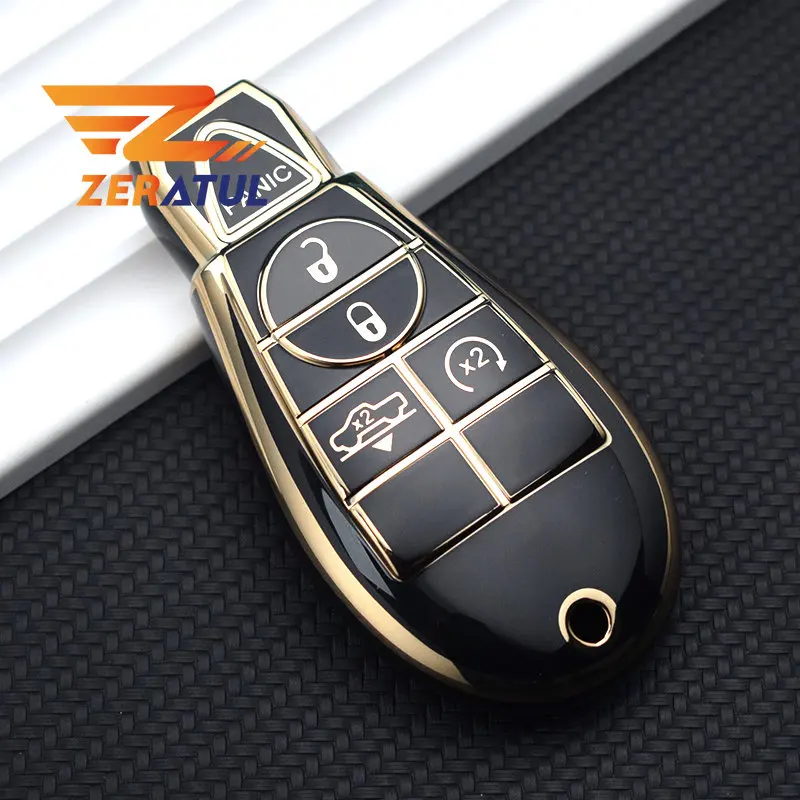TPU Car Key Cover Remote Fob Case para Jeep, Comandante, Grand Cherokee, Chrysler 300, Dodge Challenger, Carregador, Magnum, Viagem, Ram