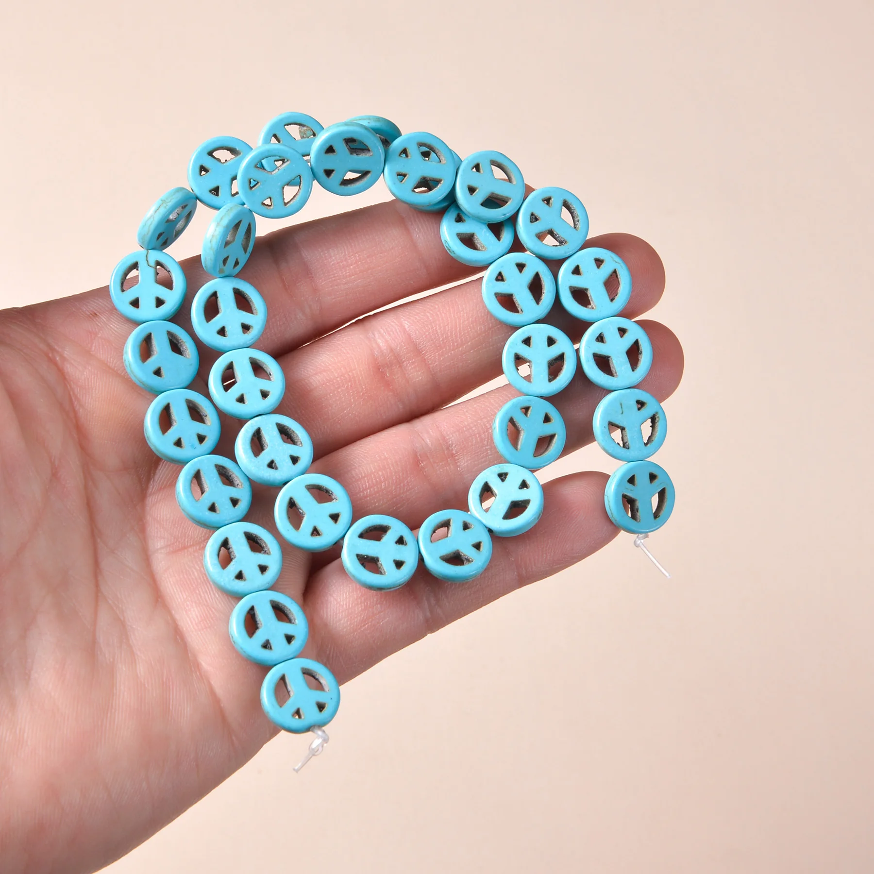 2 colori a forma di pace turchesi naturali perline sciolte per bracciale collana creazione di gioielli fai da te ricerca di accessori all'ingrosso