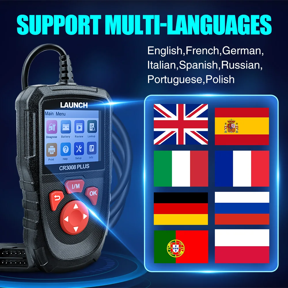 LAUNCH X431 CR3008 Plus OBD2 Scanner Car Code Reader Check Engine Battery Auto OBDII Code Reader Free Update PK CR3001 KW850