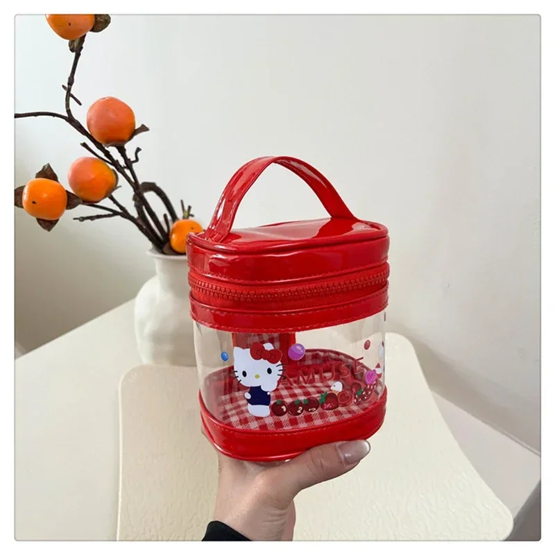 

Sanrio Hello Kitty прозрачное ведро для хранения косметичка сумки для губной помады уличные модные сумки Y2k аксессуары для девочек подарок
