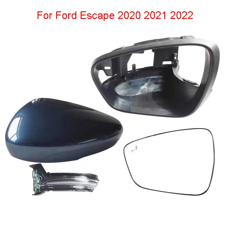 Left Right Heated Blind Spot Warning Rear Mirror Glass Mirror Cover Frame Trim Turn Signal Light for Ford Escape 2020 2021 2022