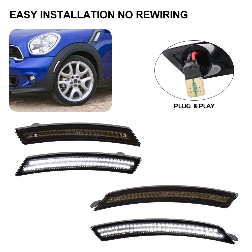 4pcs Side Marker Light Rear Front Bumper Light Indicator For Mini Cooper R55 R56 R57 R58 R59 R60 R61 LED Turn Signal Lamp