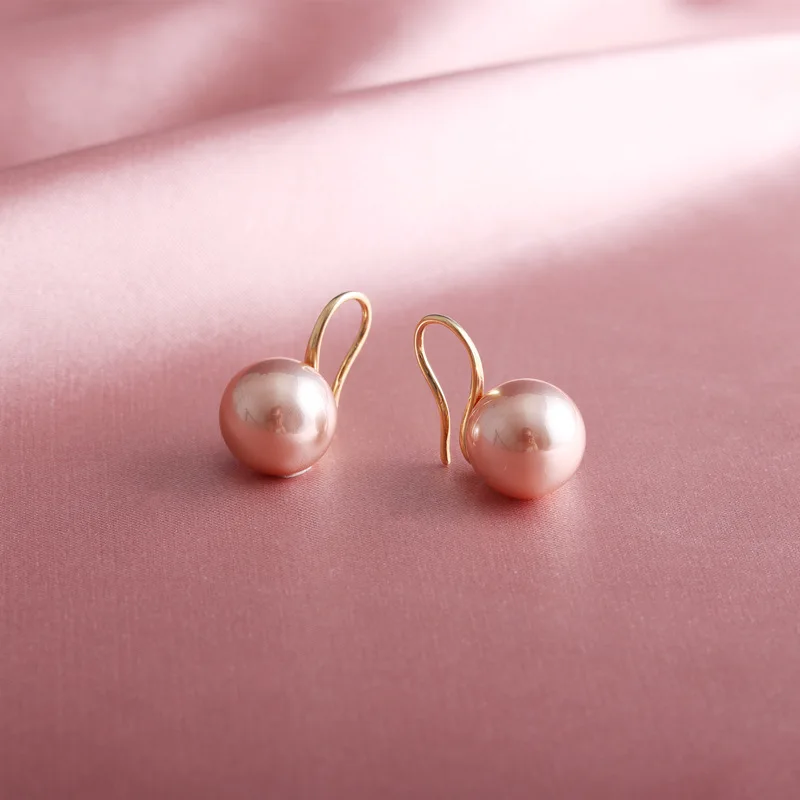 New Fine Grade AAA Freshwater Pearl Earrings For Women Wedding Party Jewelry Earrings Black Pink White Purple 7-8mm Bread Round