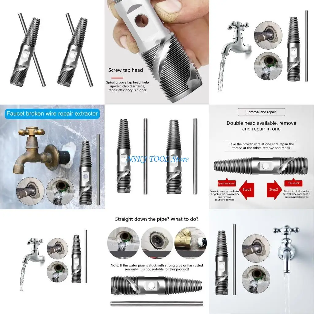 

L8RC 2Pcs Screw Extractor Double Head Pipe Broken Screw Bolt Extractor Damaged Screw