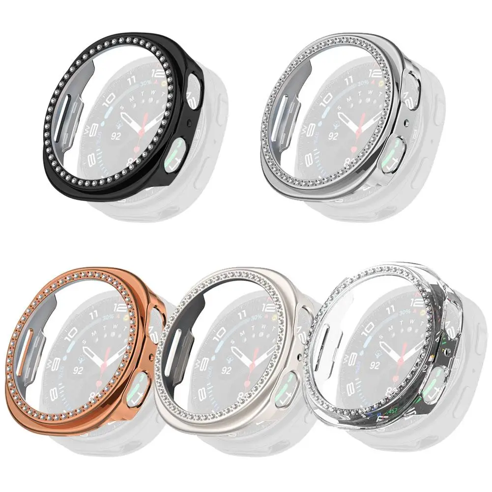 Single Row Diamond Hollow Protector Case For Samsung Galaxy Watch8 Hard Bumper Diamond Cover For Galaxy Watch 8 Protector Shell