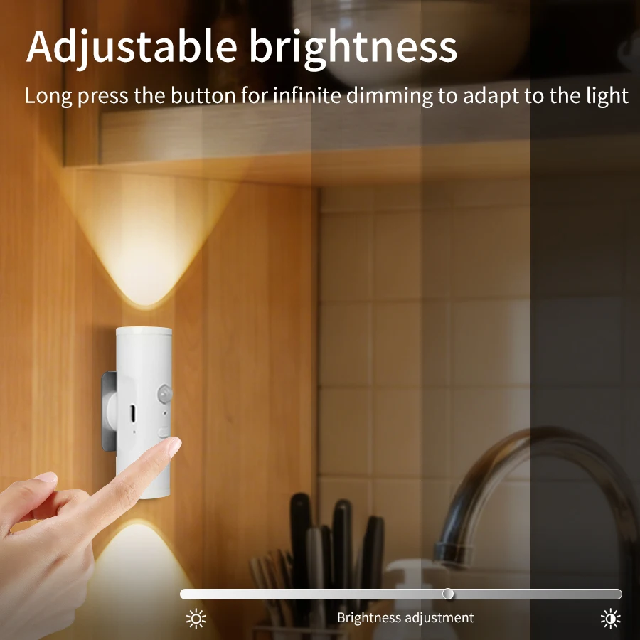 LED Night Light with Motion Sensor Rechargeable Magnetic Wall Lamp Dimmable Cabinet Hallway Stairs Bedroom Mood Ambient Light