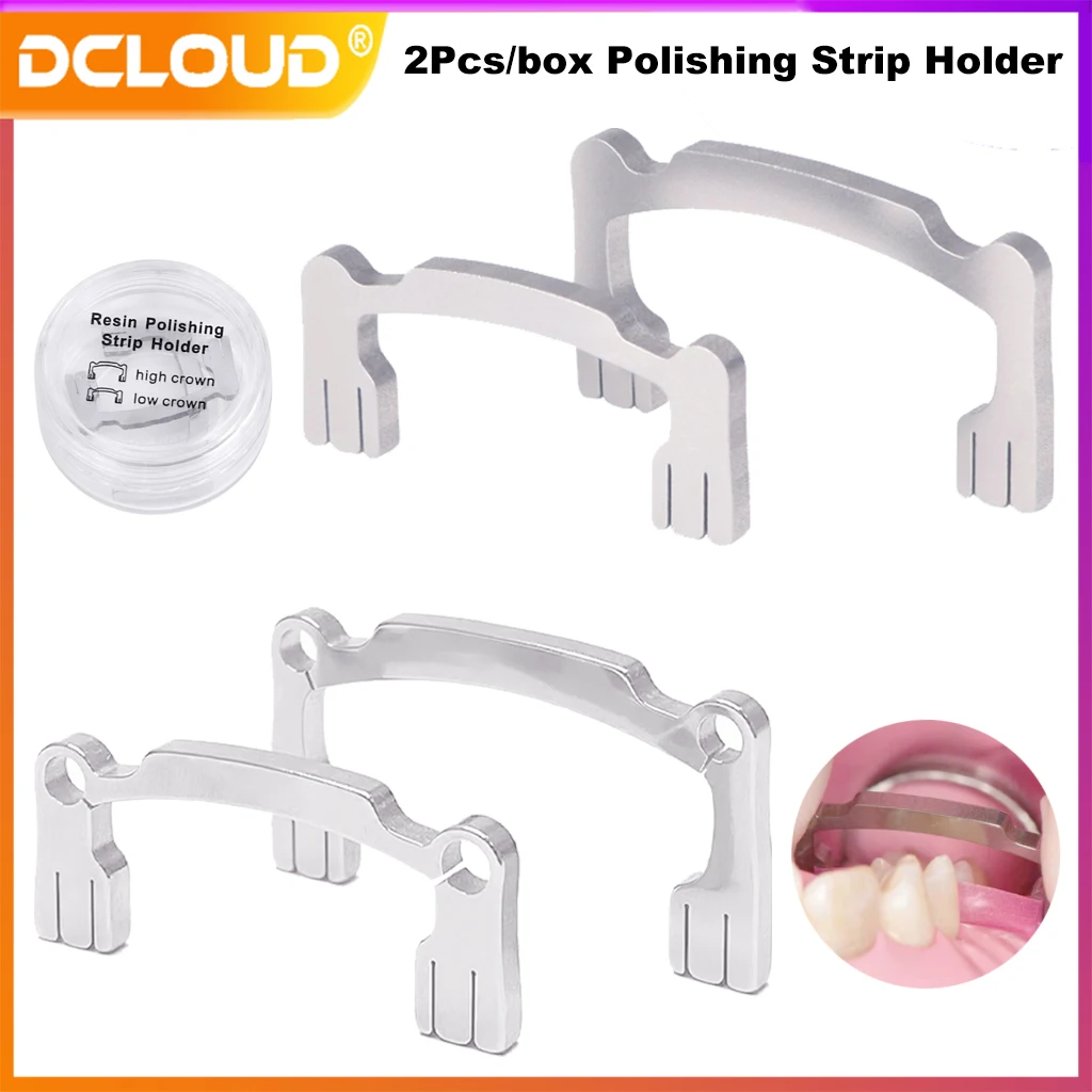 2Pcs/box Dental Polishing Strip Holder Set Metal Hand Held Crown Grinding Sanding Shaping Tool Dentist Tools Autoclavable