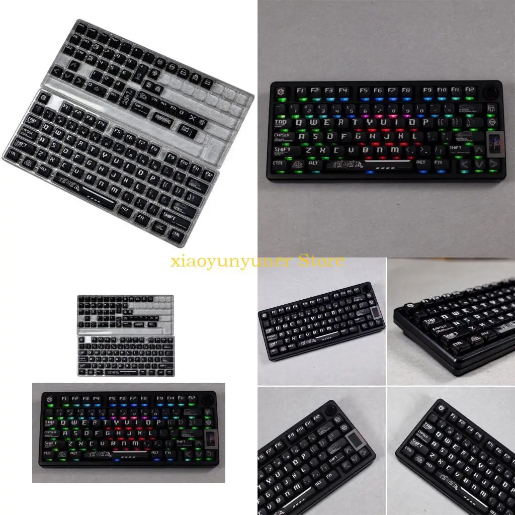 

P9JB 122Key MDA Profile PBT Keycaps Set Black Knight Theme with Backlights for Typing and Gaming Mechanical Keyboard Keycap