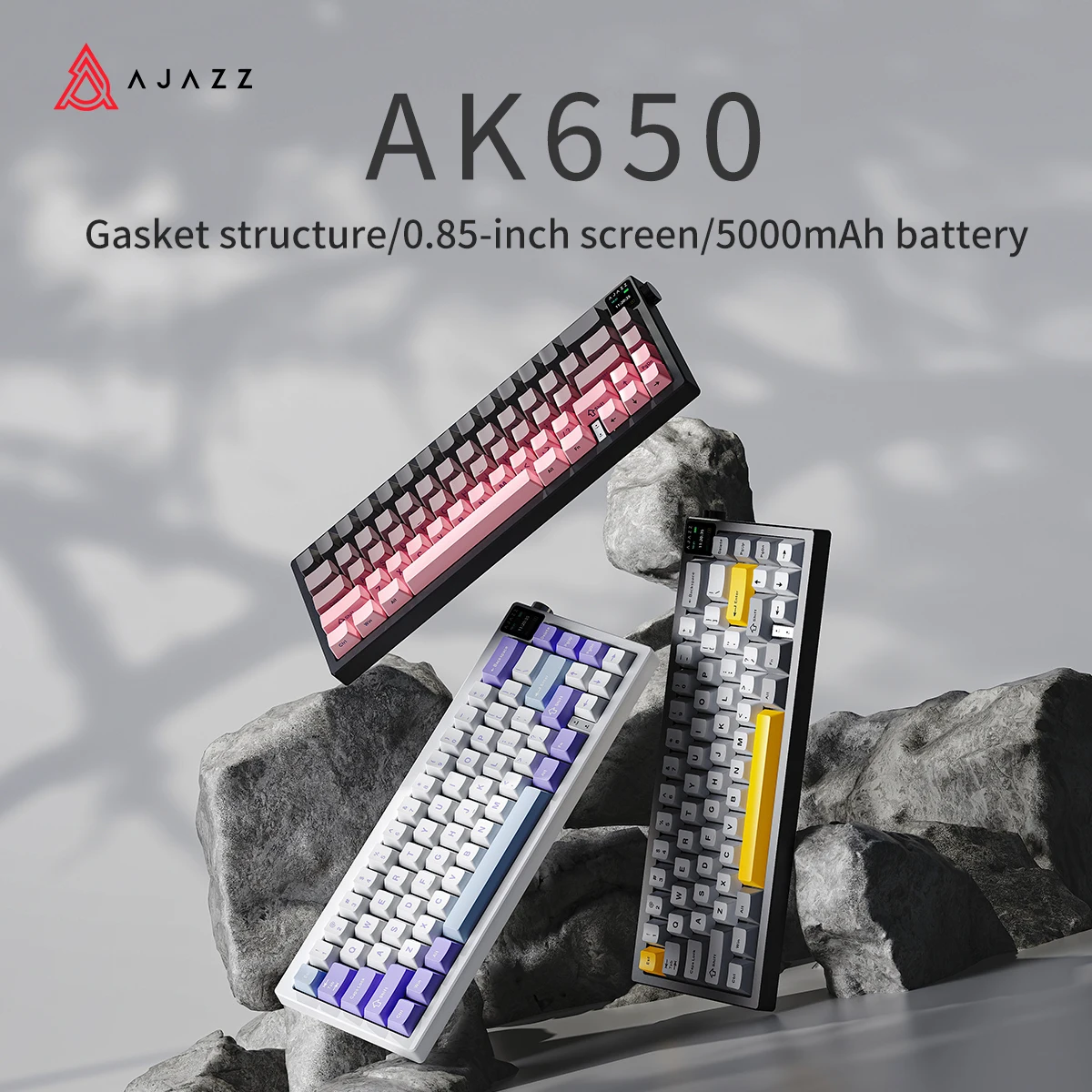 

AJAZZ AK650 3-Mode Wireless Keyboard, Mechanical Feel, Silent Bluetooth, for Office & Gaming