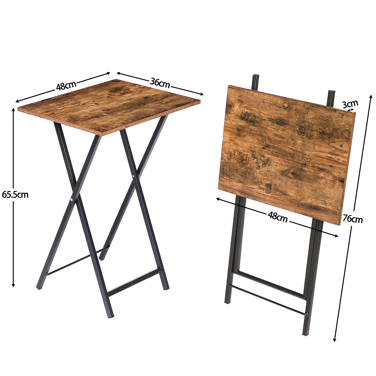 Beistelltisch, Sofatisch, klappbarer Tablett-Tisch, Serviertisch, Snacktisch, Industriestil, Couchtisch, TV-Tablett für kleine Räume