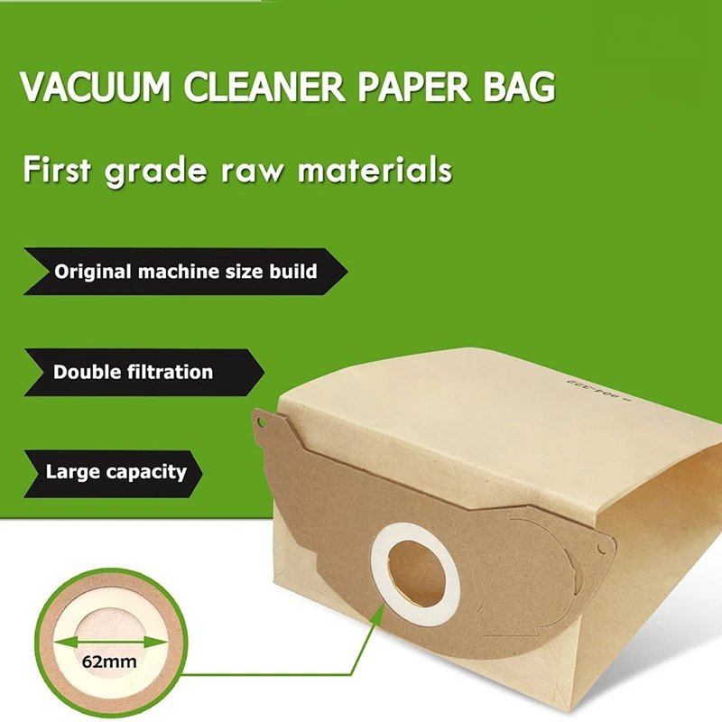 15 pçs filtro de vácuo saco de pó coleção saco de lixo 6.904-322.0 sacos de vácuo para karcher a2004 wd2 peças de aspirador de pó