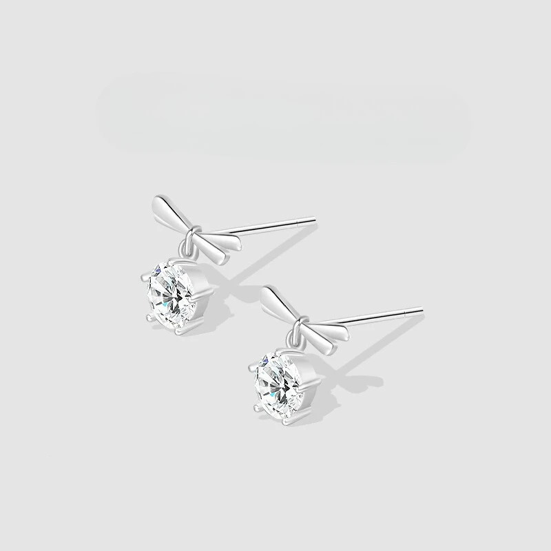 Fashion Luxury Sterling Silver Smooth and Bright Bowknot Zircon Stud Earrings for Women Exquisite Jewelry Accessories Colorfast