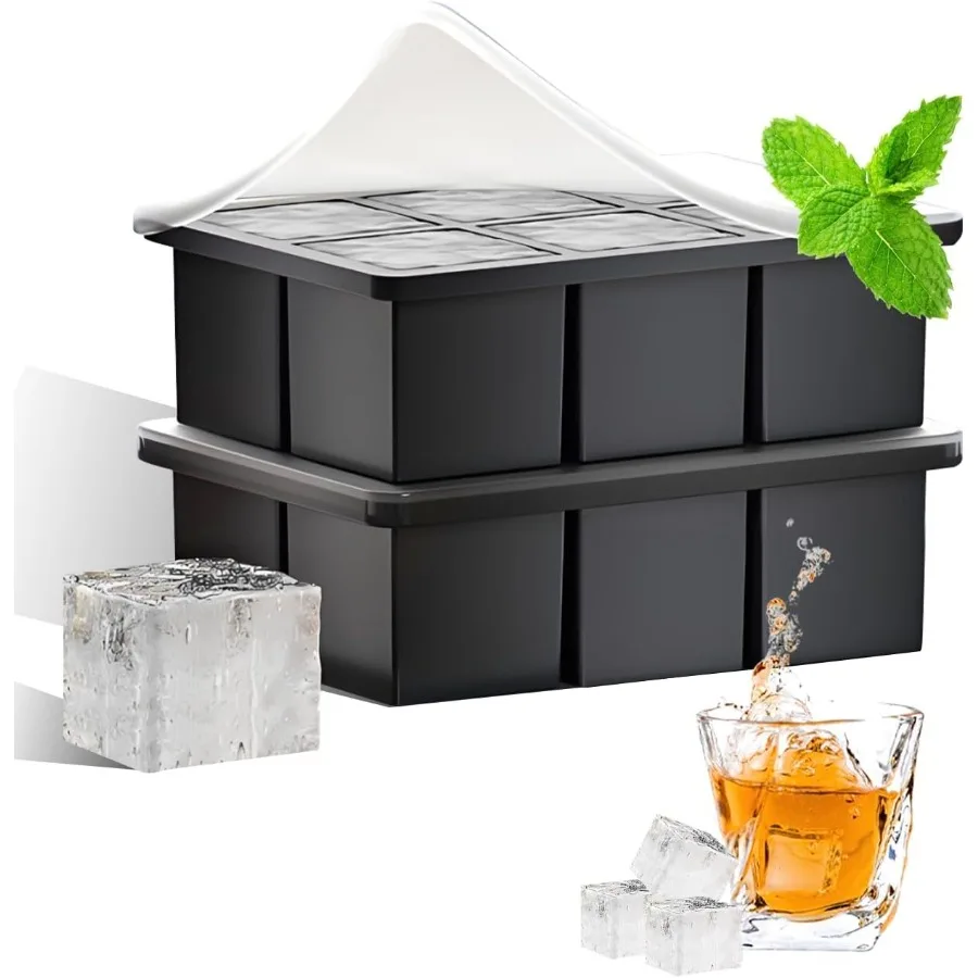 

Silicone Ice Cube Trays for Fre Large Square Ice Cube Molds BPA-Free Easy-Release Ice Cube Maker for Whiskey Cocktails and Drin