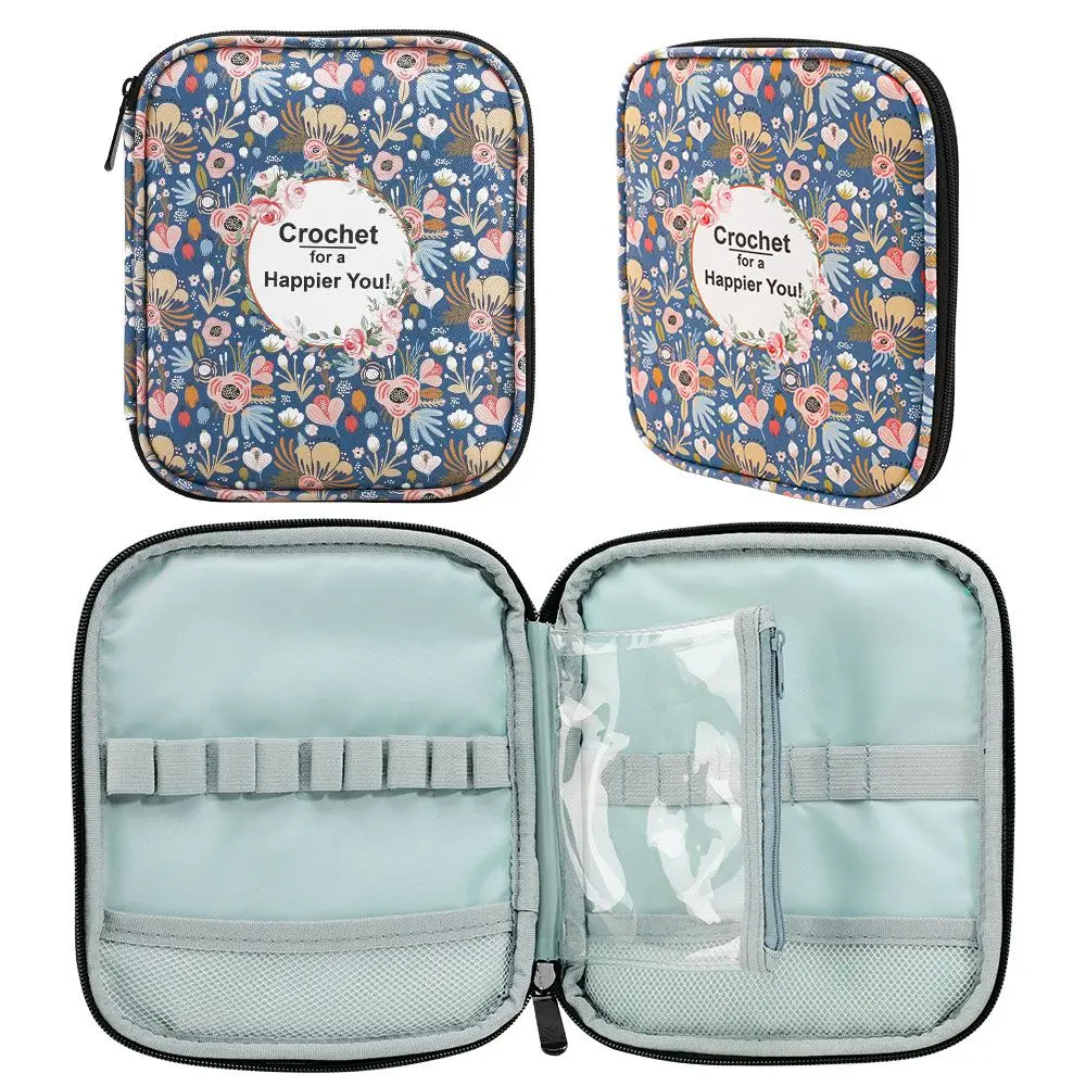 Knitting Needles Case Travel Pouch Organizer Storage Bag for Circular Knitting Needles Crochet Hooks Sewing Accessories Kit Bag