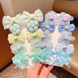 10 Pcs/1 Sets Kids Cute Bow Hair Accessories For Girls Flowers Modeling Hair Clips Hairpin