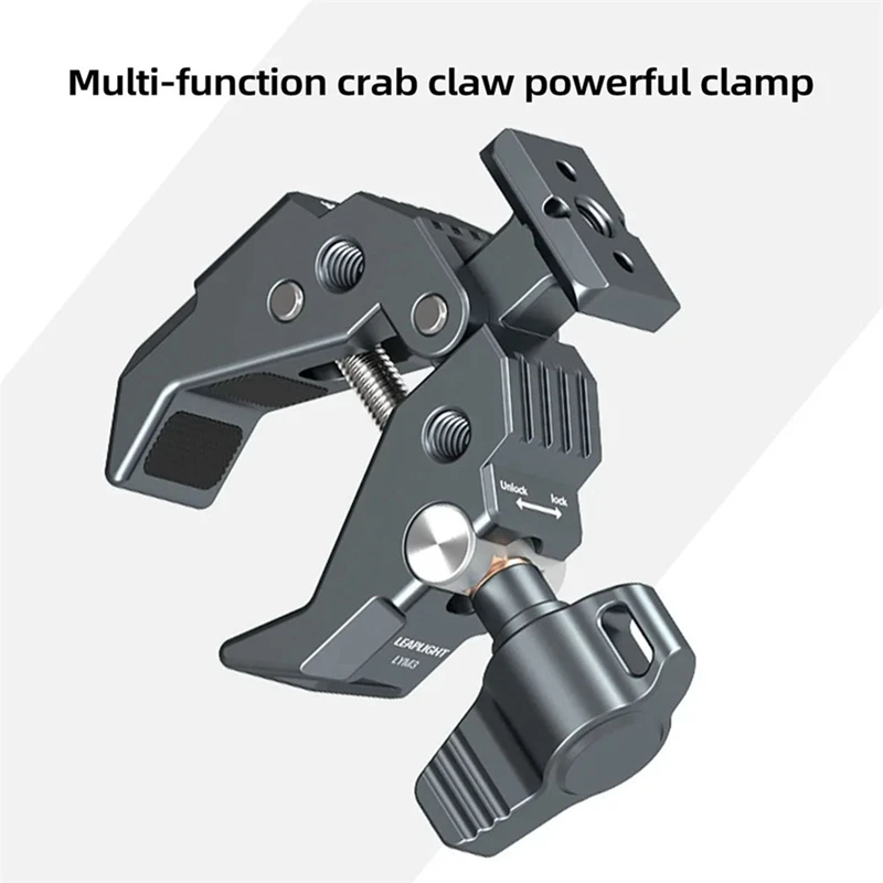 Superabrazadera multifuncional de garra de cangrejo con Base NATO, potente abrazadera fija para monitores de cámara DSLR, micrófono, luces Led, fácil de usar