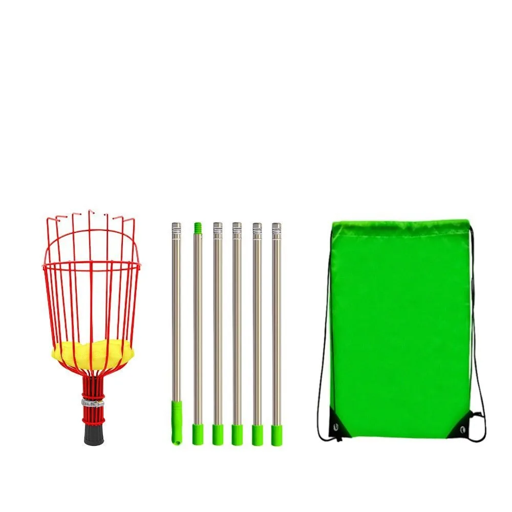 Portable with Basket Fruit Picker Pole High-altitude Telescopic Fruit Collector Labor-saving Metal Fruit Catcher Farm