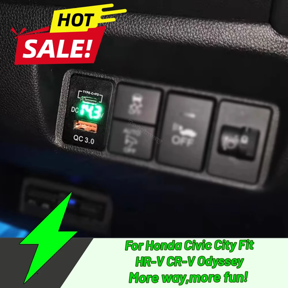 Green Light Smart Fast Chargers Voltmeter Display for Honda  Spirior 2021 XR-V 2015 Gienia 2016 Elysion 2012 CR-V 2017 Trim