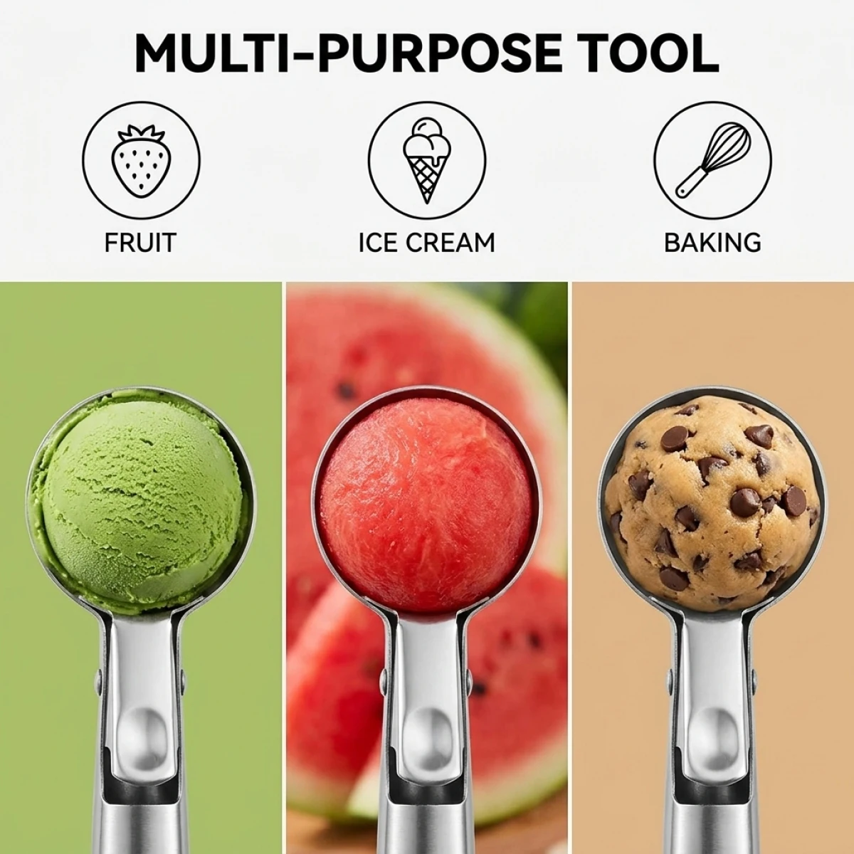 Ice Cream Scoop Stainless Steel Trigger Spoon, Easy Release Ice Cream Ball Maker, Professional Dessert Tool for Home Kitchen