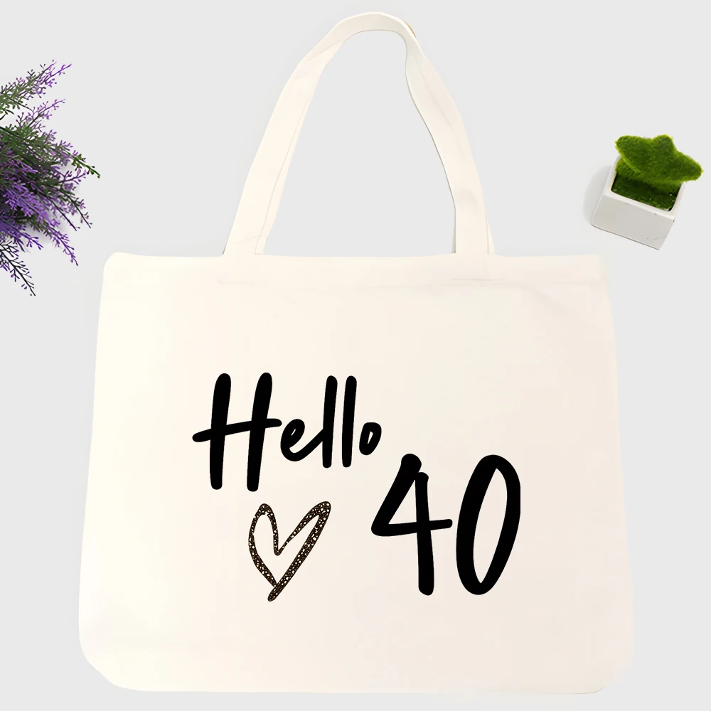 Women's handwritten text and heart graphic canvas tote bag, casual style for daily shopping and weekend outings