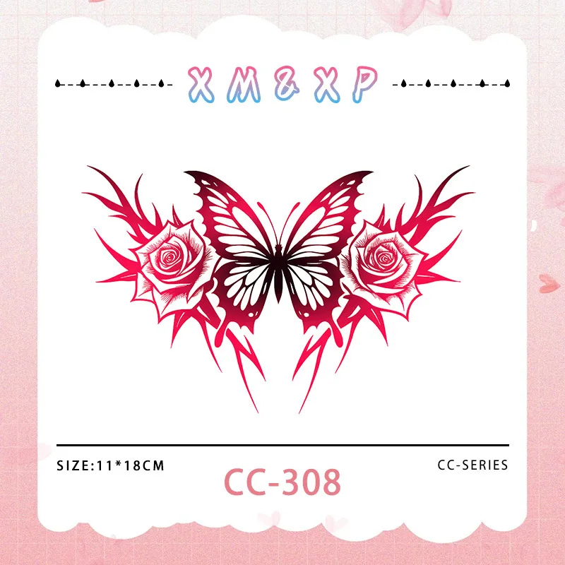 

Sexy Succubus Tattoo Sticker, Waterproof 5-7 Days Lasting, Butterfly Rose Design, Couple Temporary Tattoo, Women's Body Art