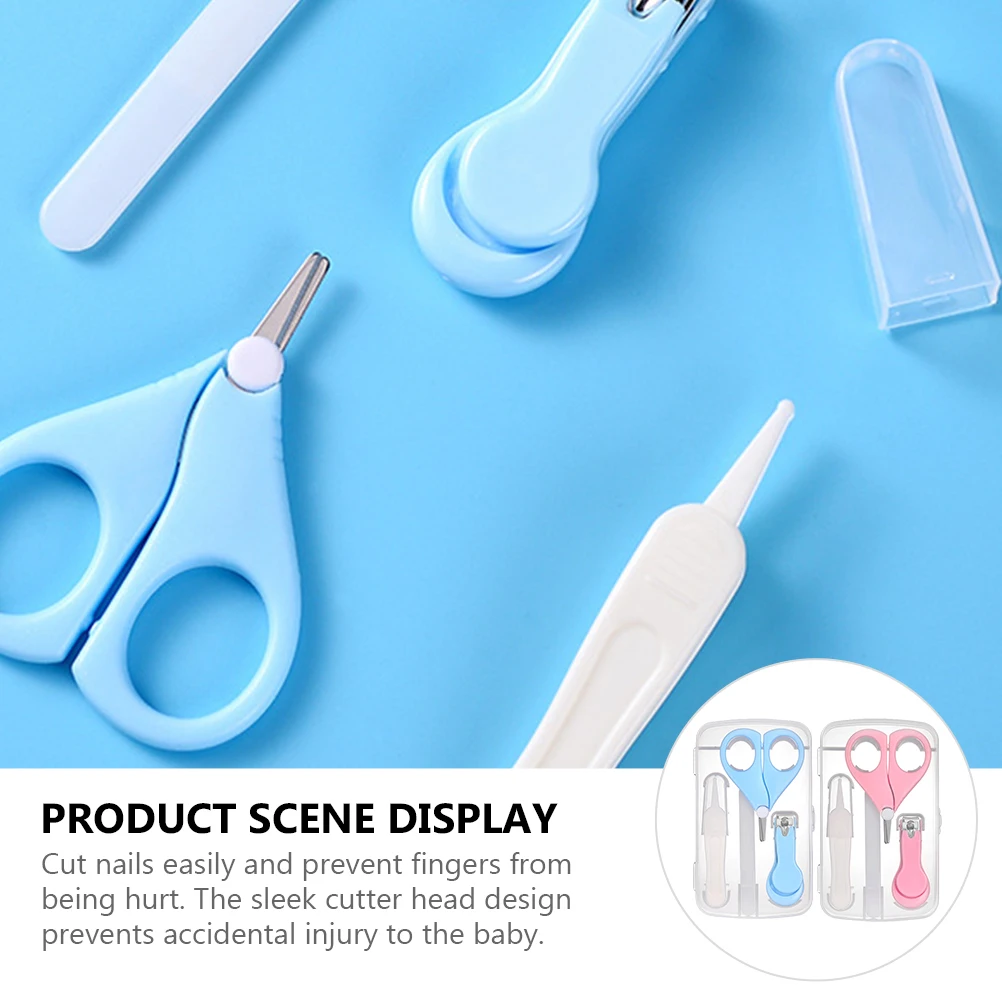 

2 компл., детский набор для ногтей, коробка для хранения, безопасная машинка для стрижки ногтей, пилочка, ножницы, пинцет для ухода за новорожденными и малышками
