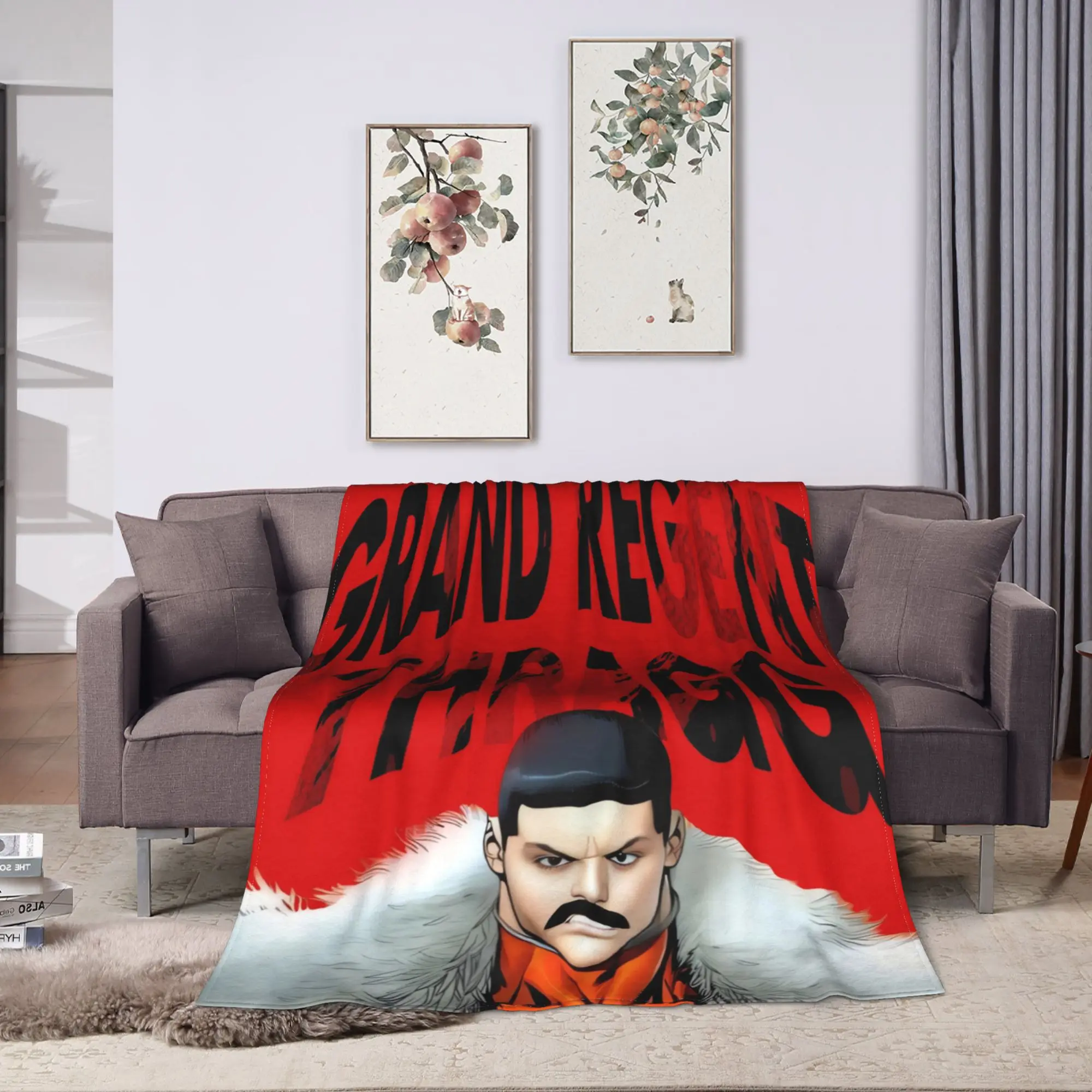 invincible thragg  Red Print Blanket Quality Soft  Throw Blanket Winter Picnic Home Decor Street Trend Bedspread