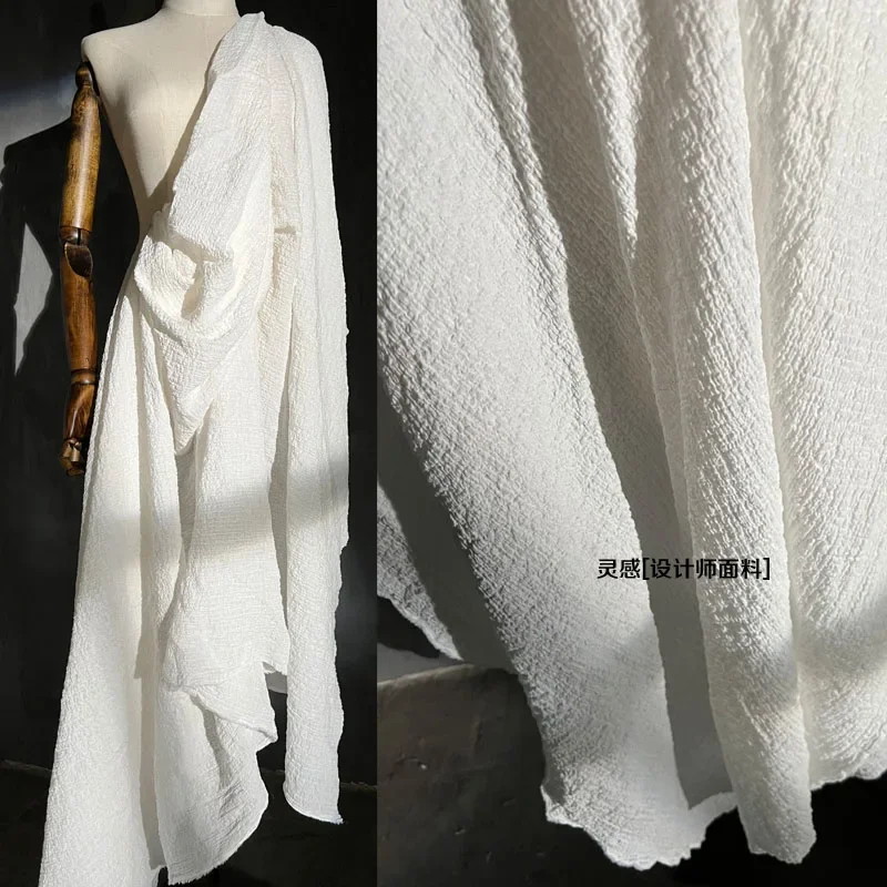 High-grade White Three-dimensional Heavy Texture Shirt Cotton Linen Hanbok Fabric Clothing Designer Fabrics