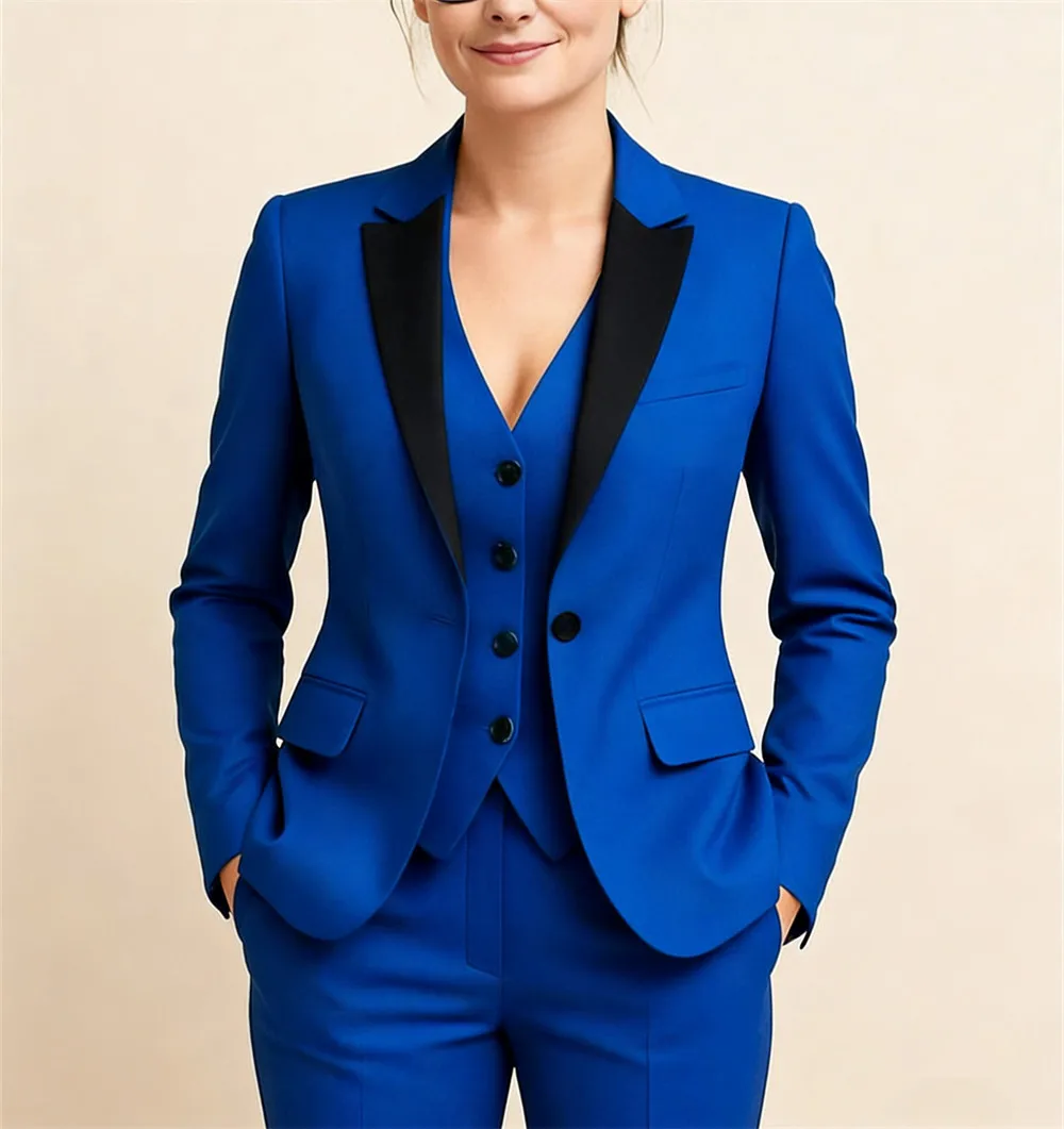 Charming Beige Suit for Women 3- Piece Suit Vest Pants Business Ladies Suits (Jacket+Vest+Pants) Tailor Made