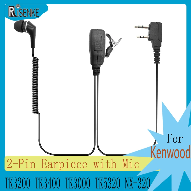 Casque de talkie-walkie avec micro, écouteur à 2 broches pour Kenwood TK3200,TK3400,TK3000,TK5320,NX-320, UV-200 Baofeng, UV-5R,UV-B5,BF-888S