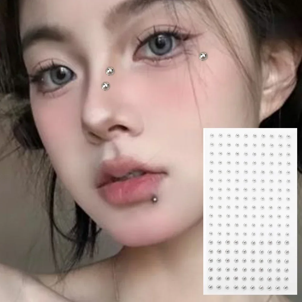 Silbrige gefälschte Lippen-Augenbrauen-Ohr-Aufkleber, nicht durchbohrt, Ohrstecker, Teenager, Hip-Hop, gefälschte Nasennägel, Ring, Körper, Bauchnabel-Schmuck – Detail 3