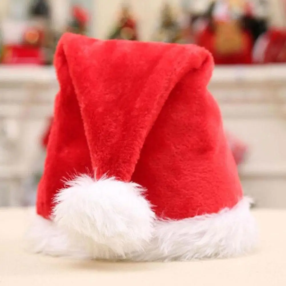 Plush Santa Hats Velvet Christmas Hat Thicken Plush Xmas Holiday Hat with Lined New Year Festive Party for Adult and Children