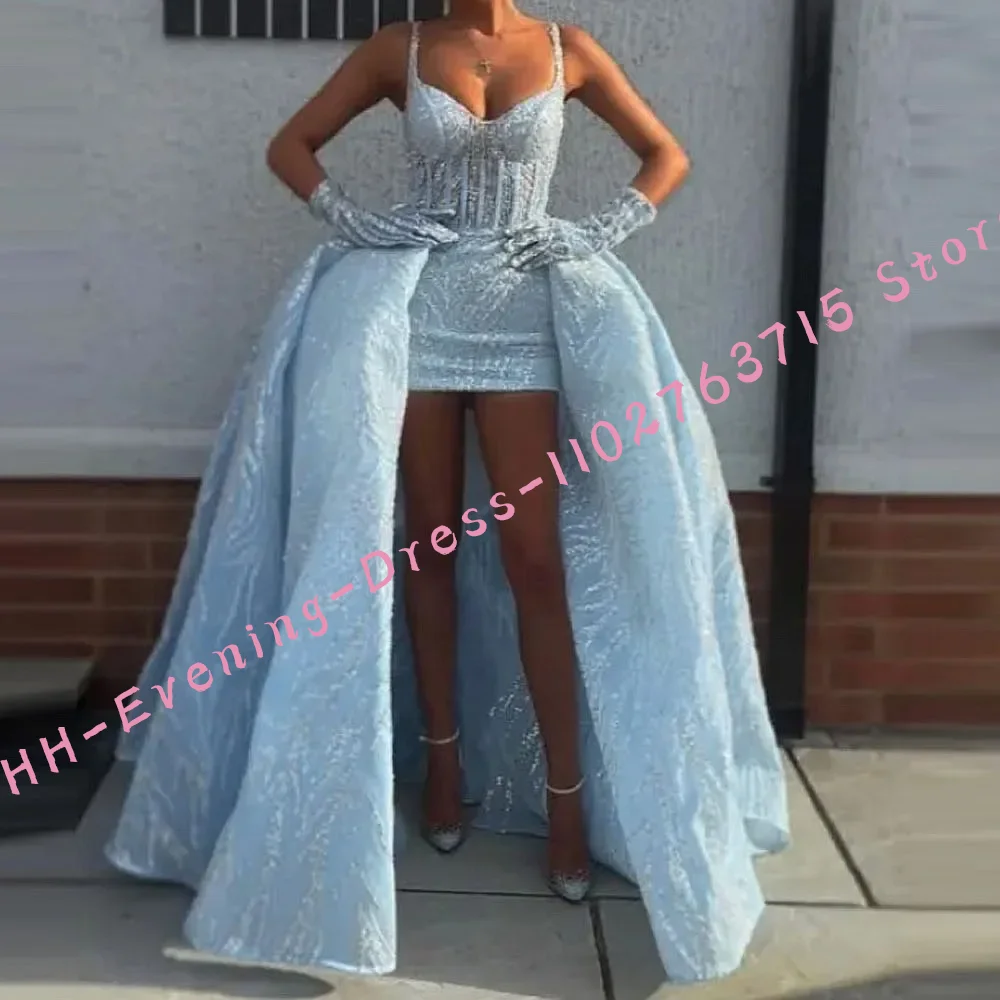 

Sexy Sweetheart Sequined Detachable Straight Formal Evening Dresses Birthday Party Prom Gowns Customized