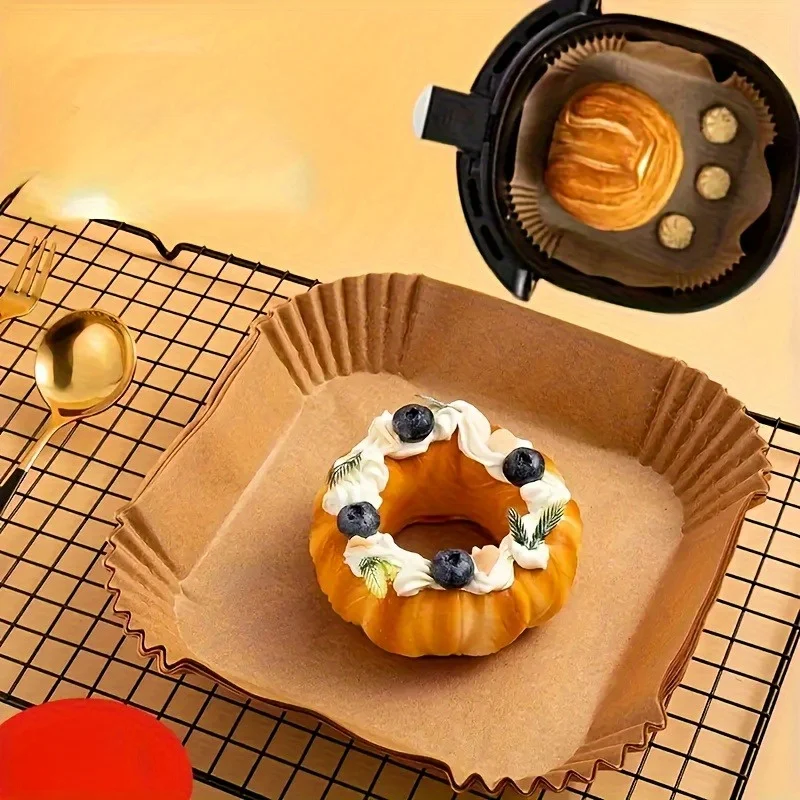 100pcs Non Stick Baking Paper Pads, Suitable for Air Fryers, Ovens, Microwaves, Baking Cookies and Pastry Paper image 5