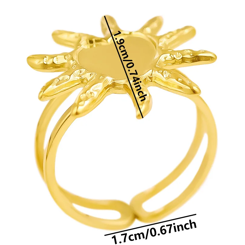 18k Double Deck Gold Plated Gloss Heart-Shaped Glossy Stainless Steel Ring Opening Adjustable Sun Sense Of Design Couple Rings