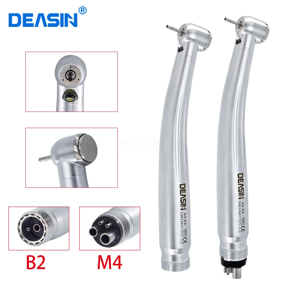 

DEASIN Dental LED E-generator Push Button High Speed Handpiece Air Turbine Triple Water Spray Hand piece 4hole 2hole