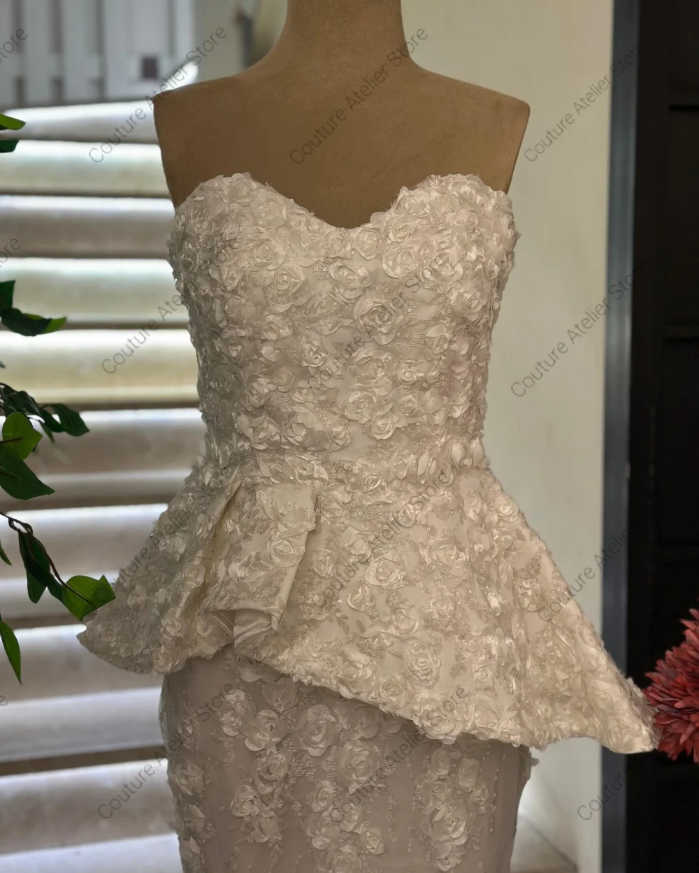 Ivory Lace Flower Sweetheart Illusion Dubai Evening Dresses  Wedding Dresses  فساتين سهرة 2025 Formal Dress Customized