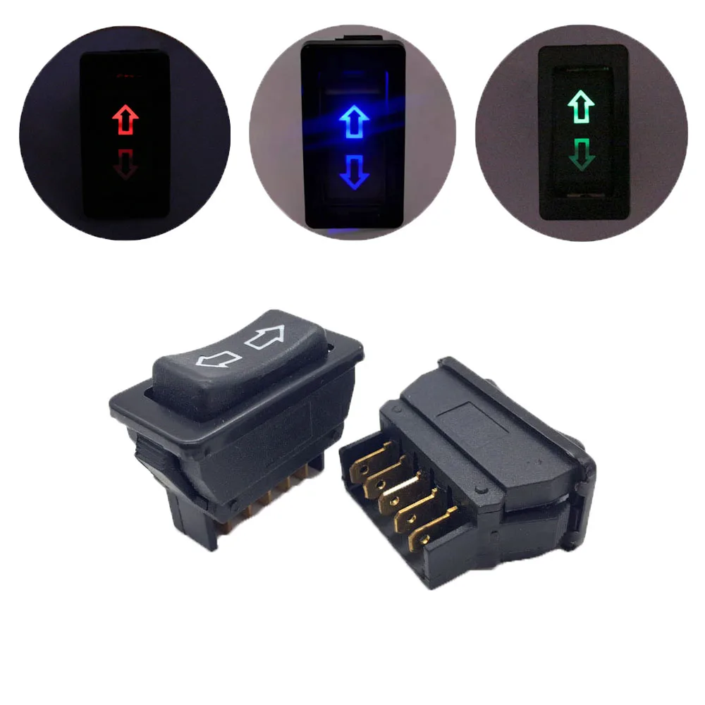 1PC Automobile Electric Power Window Lifter Red Blue Green Switch Doors Two-way Controller Button 12V 5 Pins Control Socket