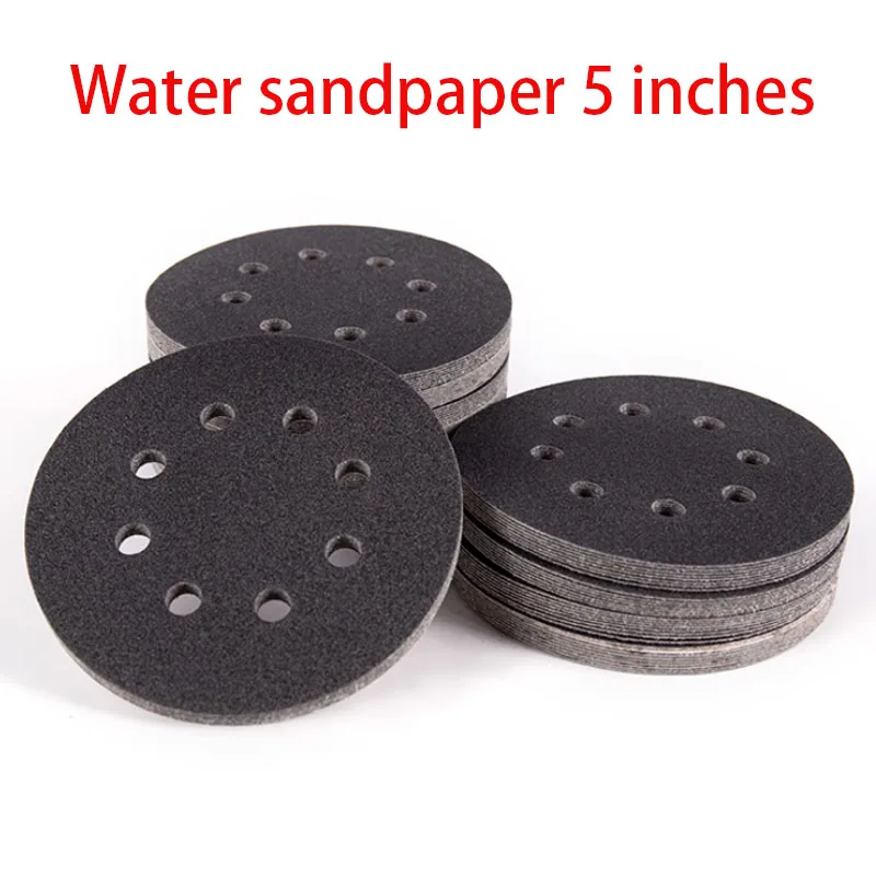 

Silicon Carbide Black Sandpaper Water-Sanding Paper 5-Inch 8-Hole Flocked Disc Sandpaper 125mm Polishing Fine Sandpaper Sheet