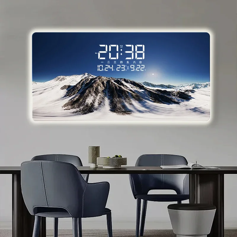 Thermometer Date Wall Clock Light Nordic Living Room Aesthetic Bathroom Digital Clock Large Cute Home Decoration