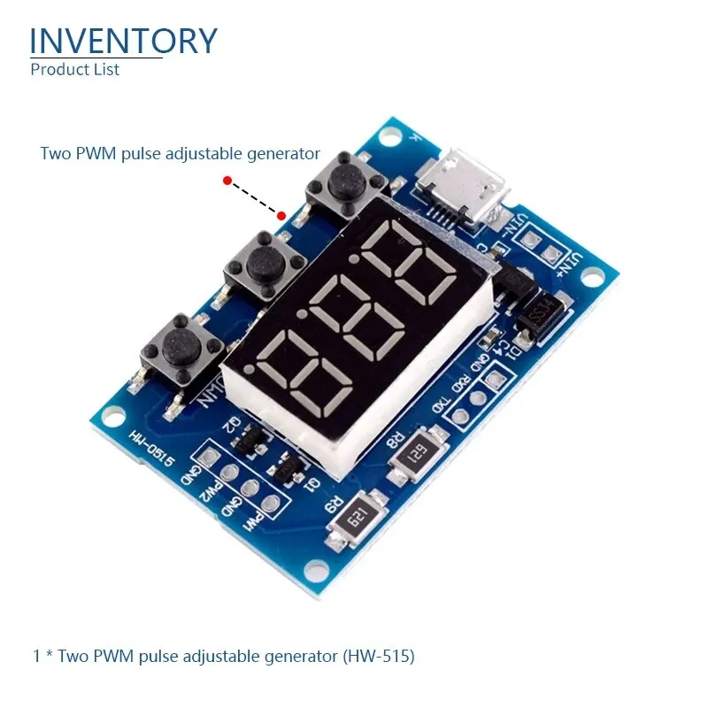 2-way PWM Pulse Frequency Duty Cycle Adjustable Module Square Wave Rectangular Wave Signal Generator Driven by Stepper Motor