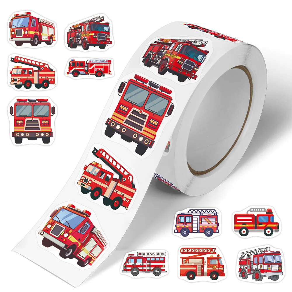 

500Pcs/set Scrapbooking Sticker Cartoon Art Gift Fire Truck Roll Graffiti Stickers Living Room Phone Skateboard Nostalgia Decals