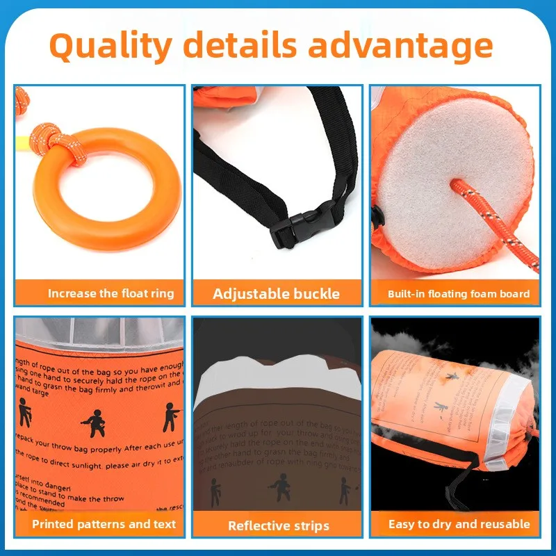 Tragbares reflektierendes Auftriebsseil – Führungsrettungsseil für Kajakfahren, Boote im Freien und Überschwemmungsrettungsklettern