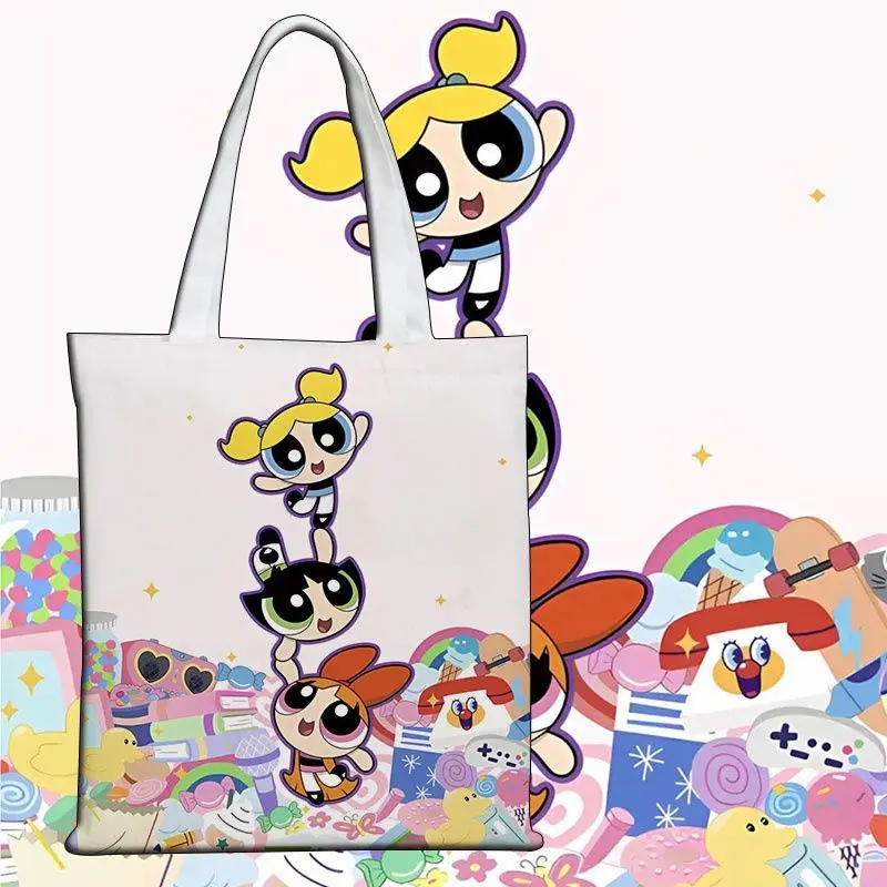 

Powerpuff Girls Anime Cute Peripheral Zipper Canvas Shoulder Bag Large Capacity Student School Bag Fashion Trend High-value Gift