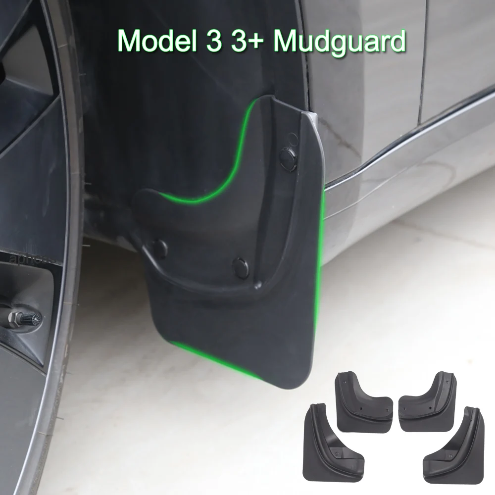 

For Tesla Model 3 2024 2017 - 2023 TPE Mudguards No Drilling Required Soft Mud Flaps Anti-Snow Anti-Sand Guard Protector