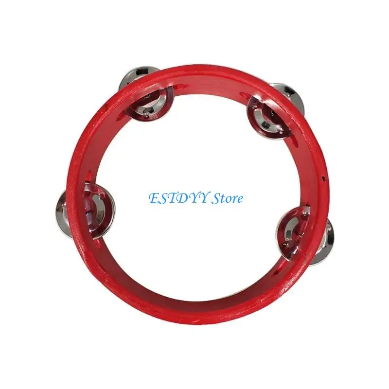 

G6DE Drum with Ergonomic Handle Grip Single Row Tambourine Round Musical Tambourine